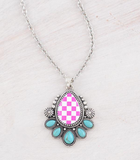 Checkered Teardrop Necklace