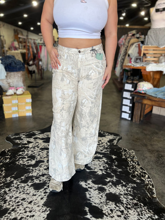 White Camo White Leg Jeans