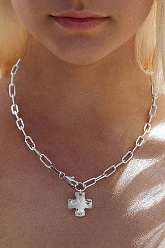 Notable Hammered Cross Necklace