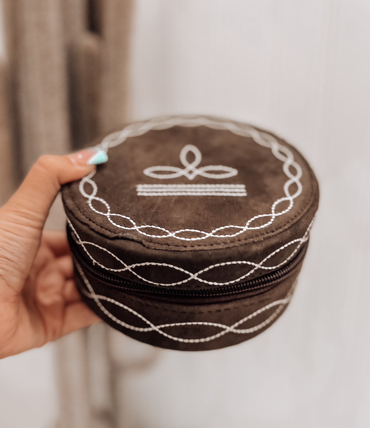 Brown Boot Stitch Jewelry Box