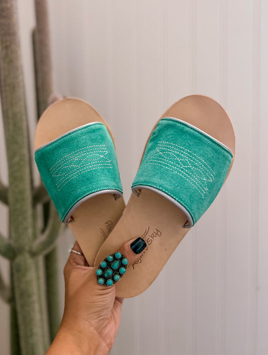 Nadia Boot Stitch Turquoise & Silver