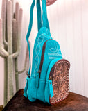 Suede Boot Stitch Backpack *Turquoise