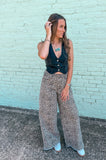 Leopard High Rise Wide Leg Jeans