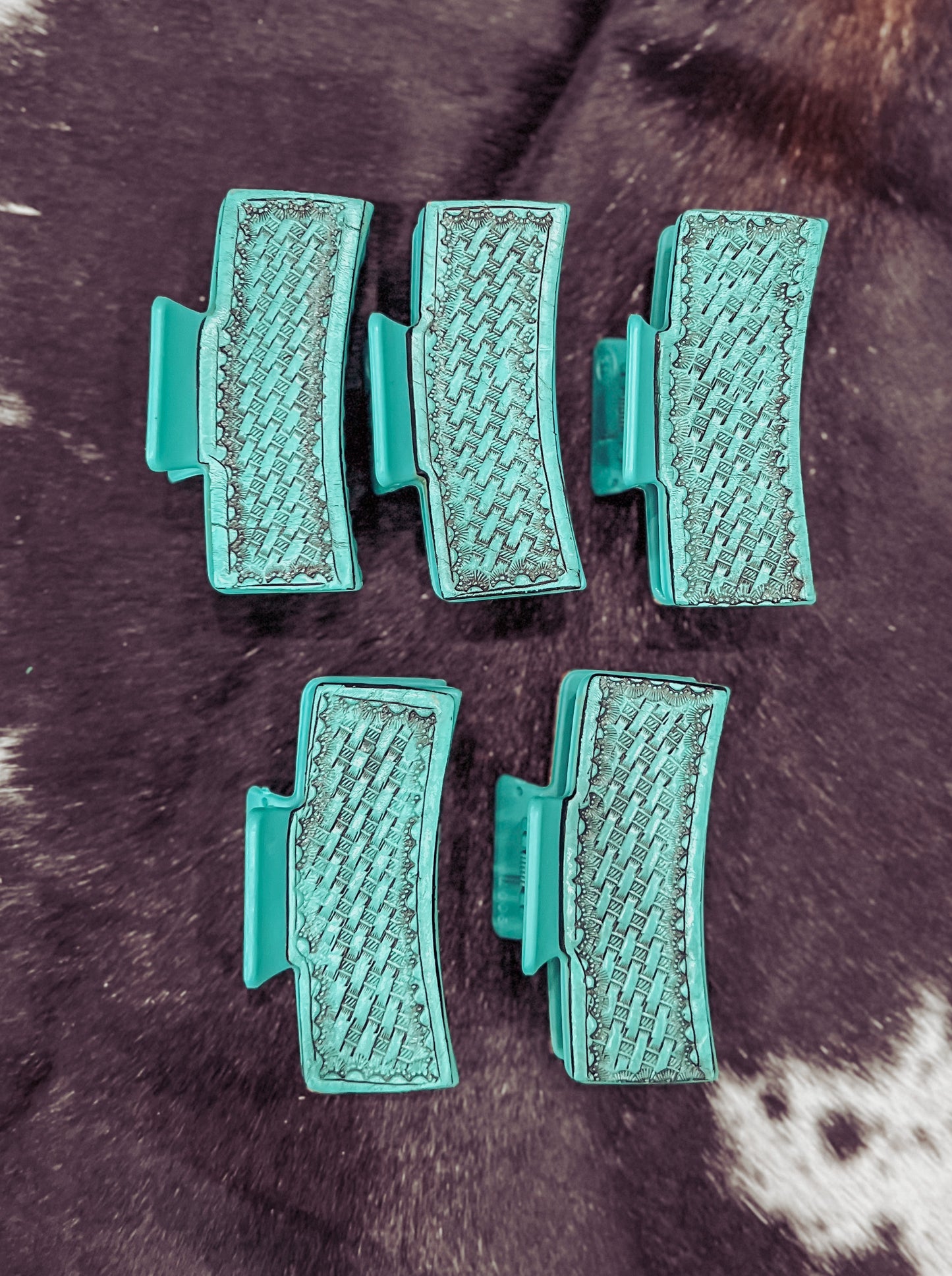 Weaved Tooled Leather Claw Clip