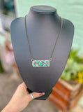 Turquoise Cluster Bar Necklace