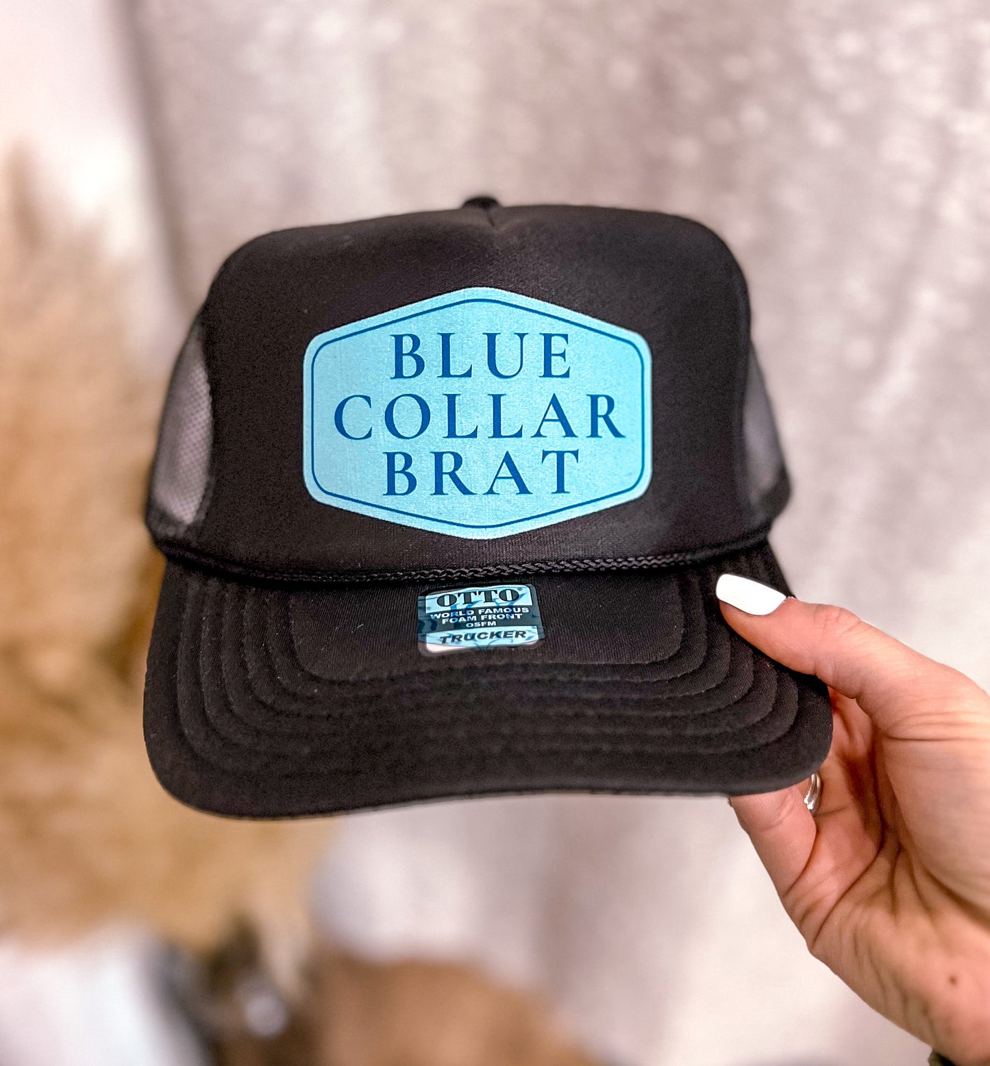 Blue Collar Brat Trucker Hat- Turquoise