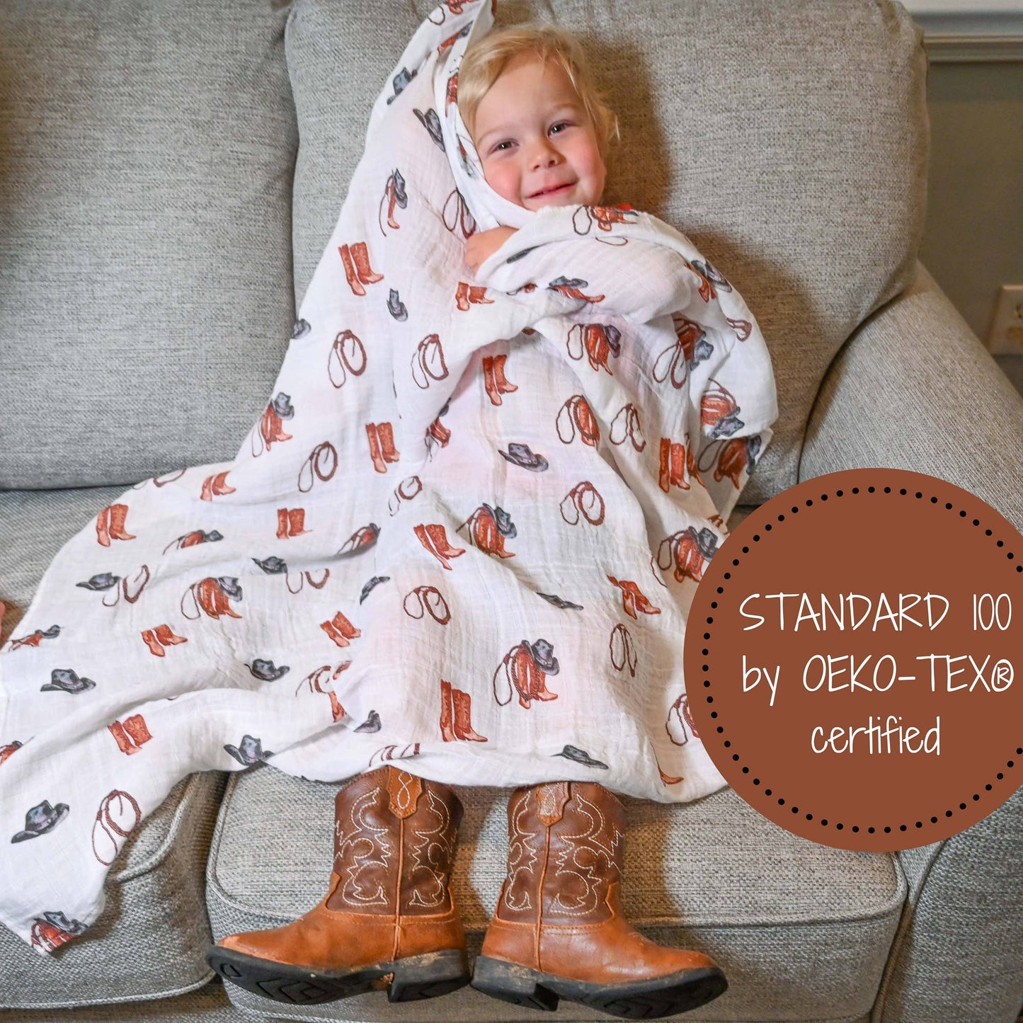 Better In Boots Baby Muslin Swaddle Blanket