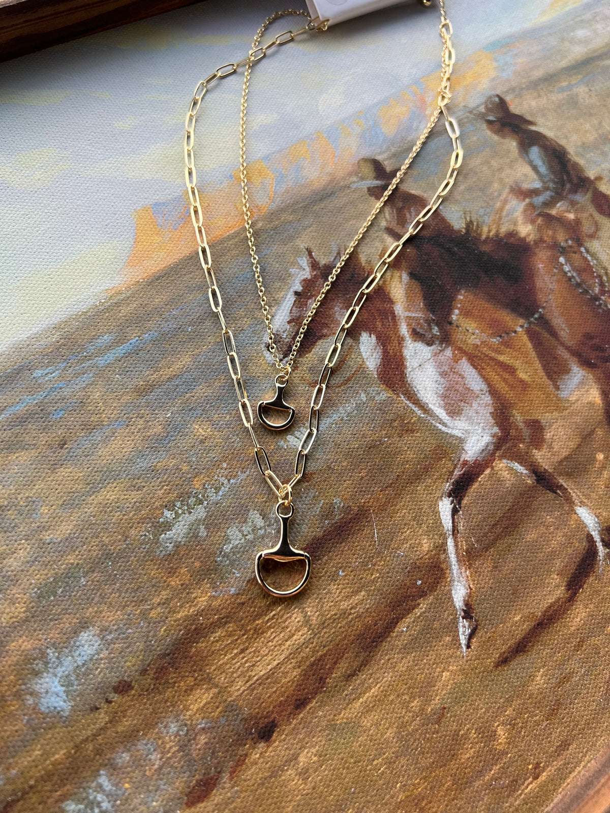 Layered Gold Horsebit Necklace