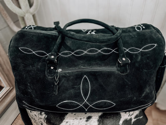 Black Boot Stitch Duffle Weekender