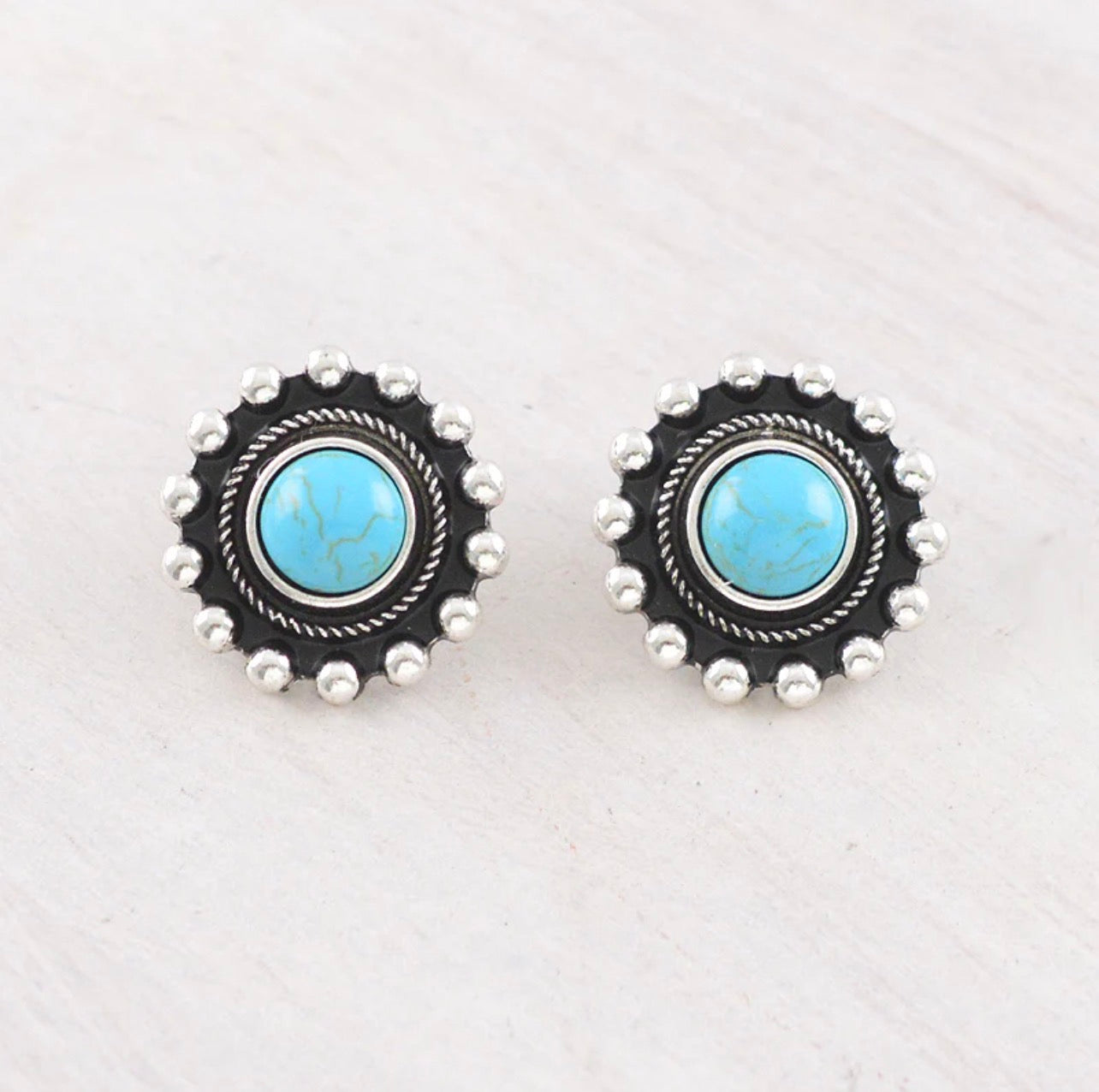 Turquoise Stone Stud Earrings