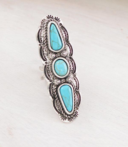 Large Turquoise Statement Ring *3 Stone