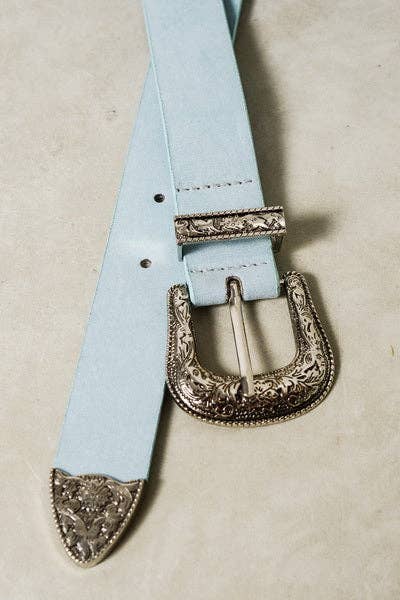 Classic Leather Belt Baby Blue