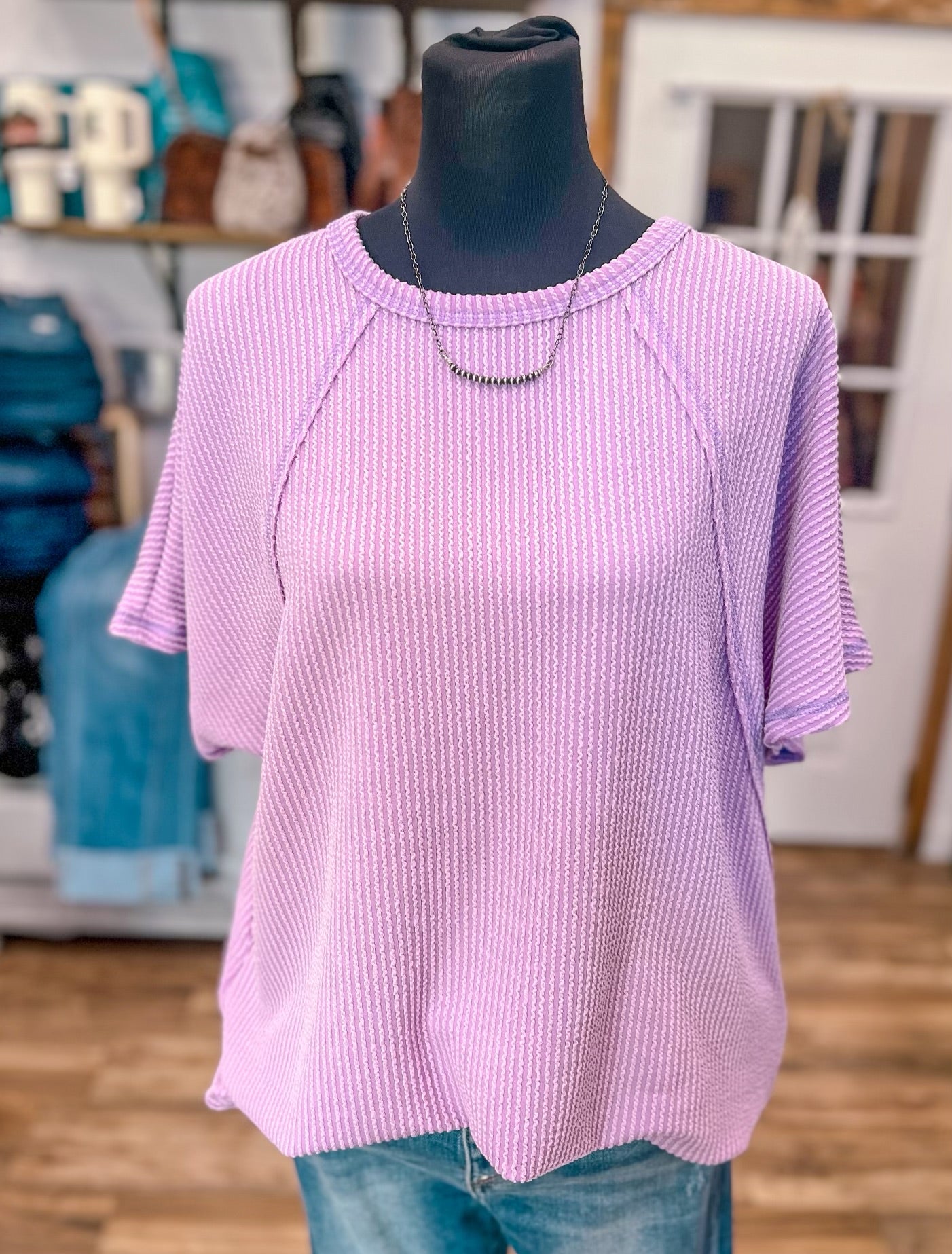 The Willa Ribbed Tee *Lavender