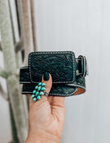 Black Tooled Belt with Tooled Belt Buckle