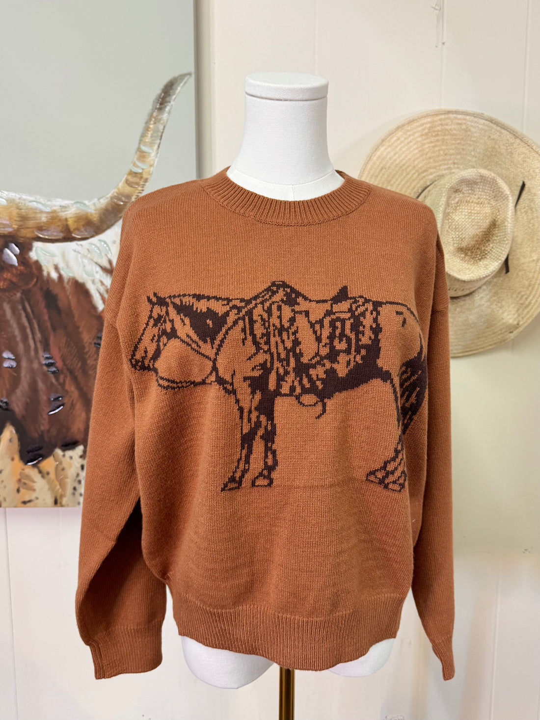 The Cowpony Crewneck Sweater *Chocolate Brown