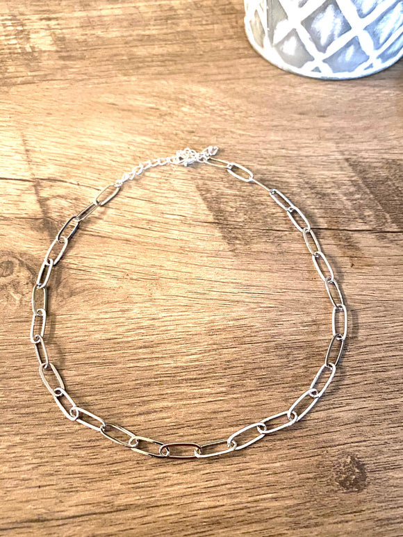 Silver Paperclip Chain Choker