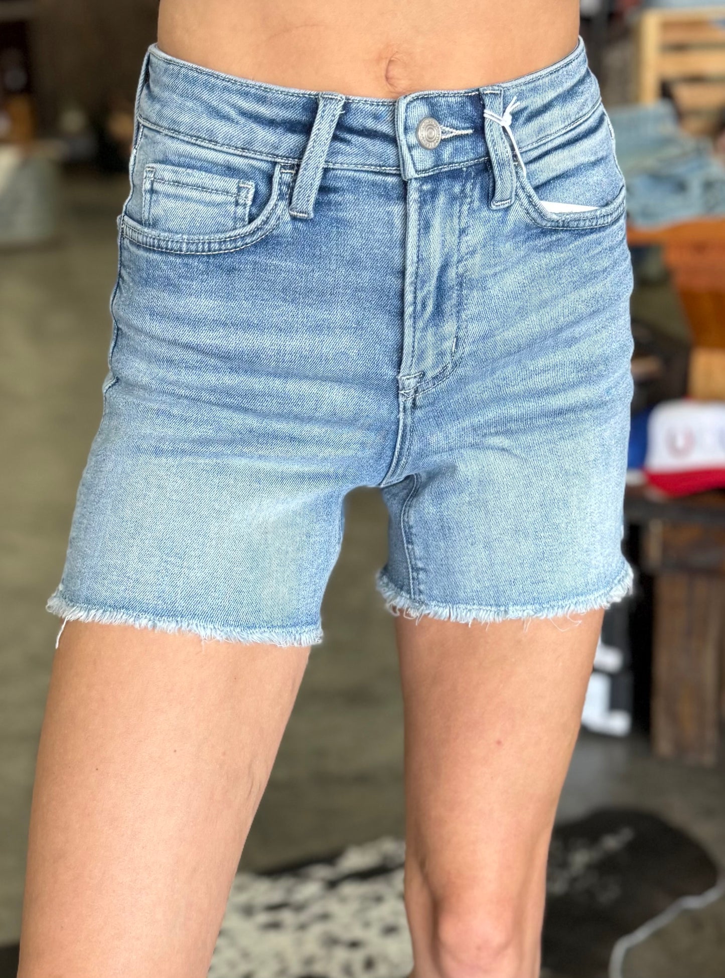 The Ruby Midi Denim Shorts