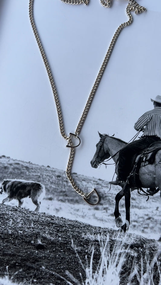 V2 Designs Lariat Stirrups Silver Necklace