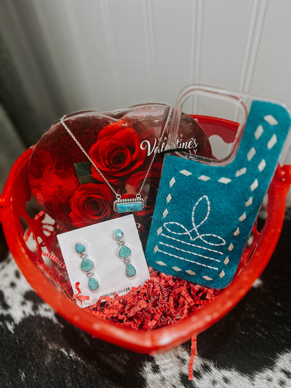 Valentines Day Basket- Turquoise Lovers