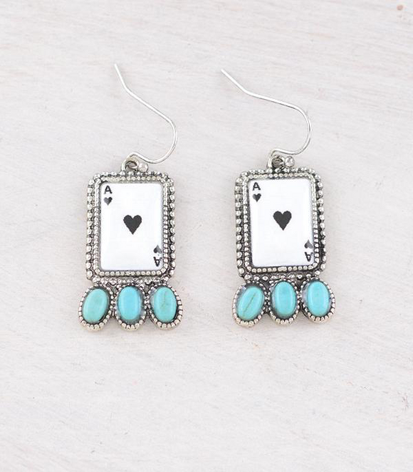 Turquoise Ace Card Earrings