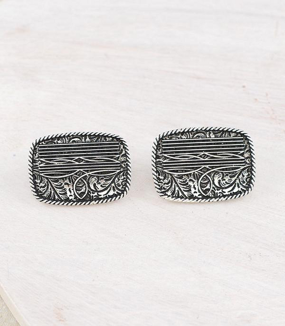 Boot Stitch Concho Earrings