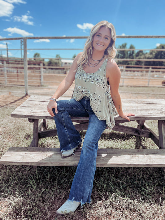 Bandanna Paisley Drape Tank
