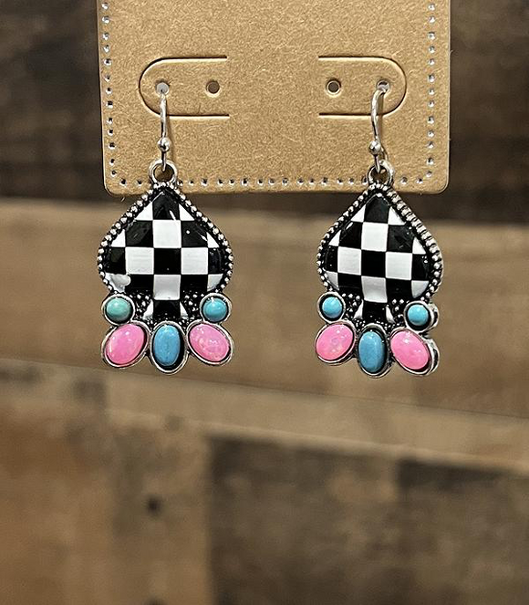 Checkered Spade Earrings