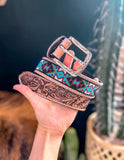 George Aztec Beaded & Tooled Belt