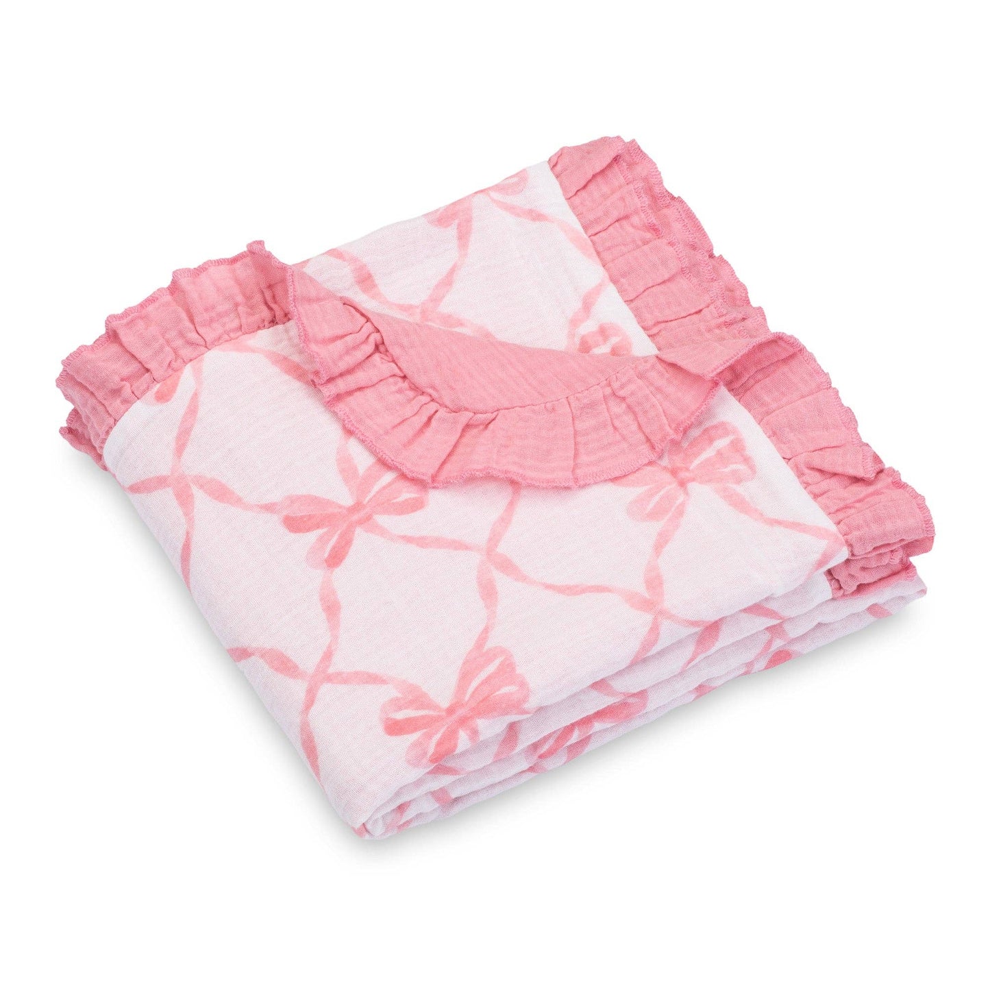 Beautiful Bows Muslin Quilt Baby & Kids Ruffle Blanket