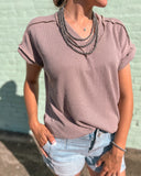 The Bella V-neck Ribbed Tee *Coco