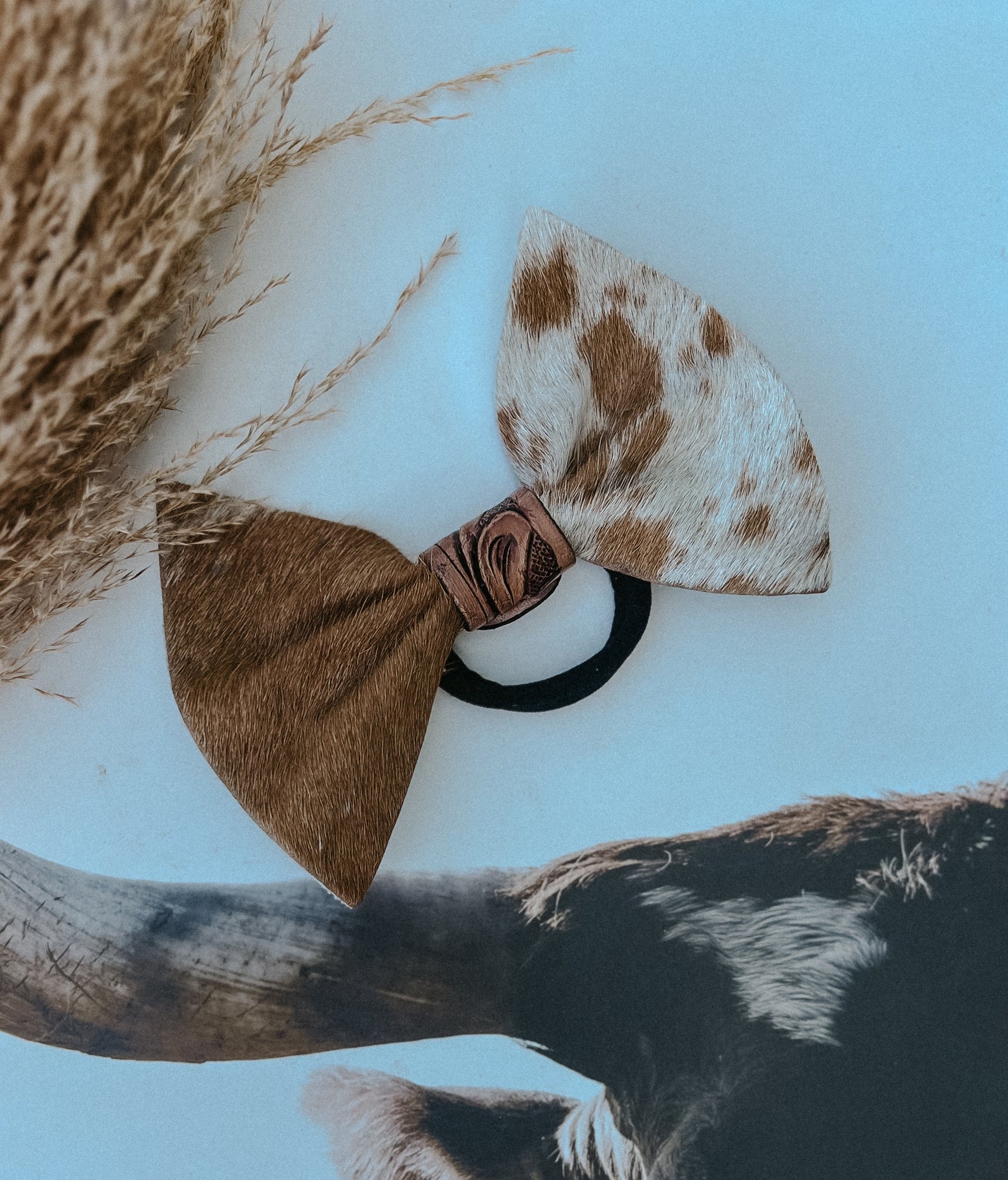 Cowhide & Tooled Leather Hairbow