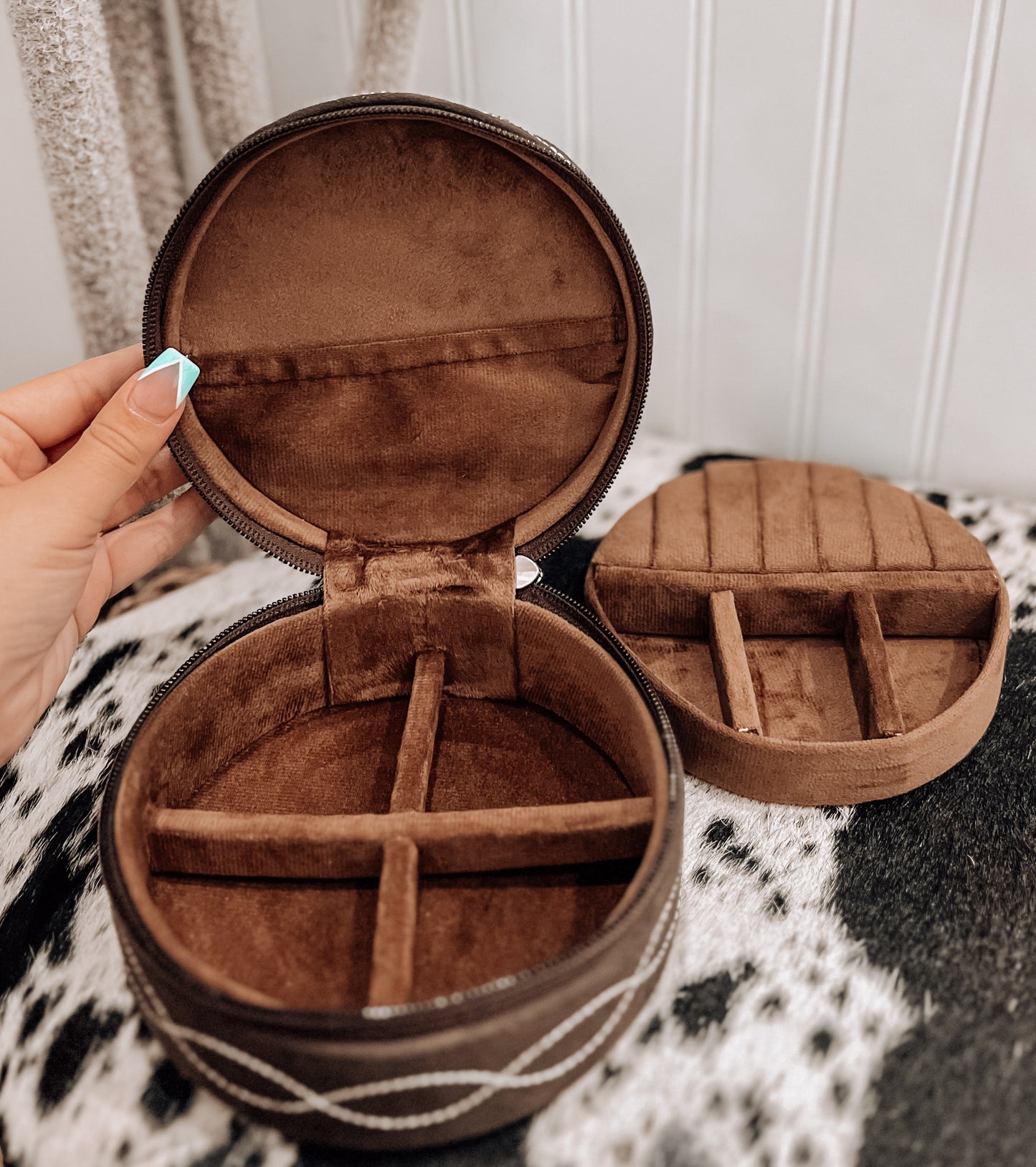 Brown Boot Stitch Jewelry Box