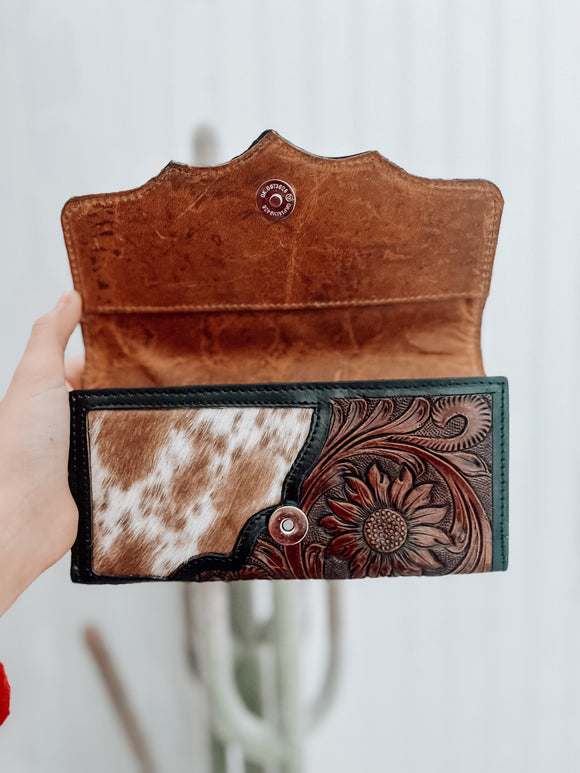 Cowhide & Tooled Leather Wallet
