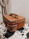 Tooled Leather Boot Stitch Jewelry Box *Tan