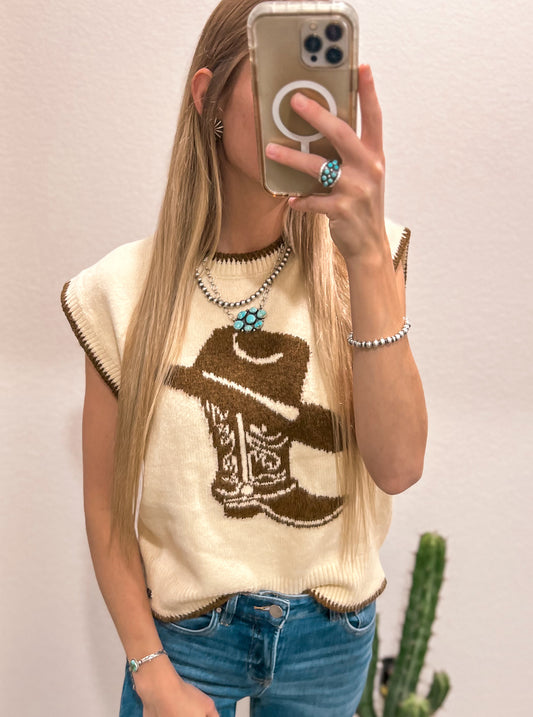 Cowboy Boot Sweater Vest