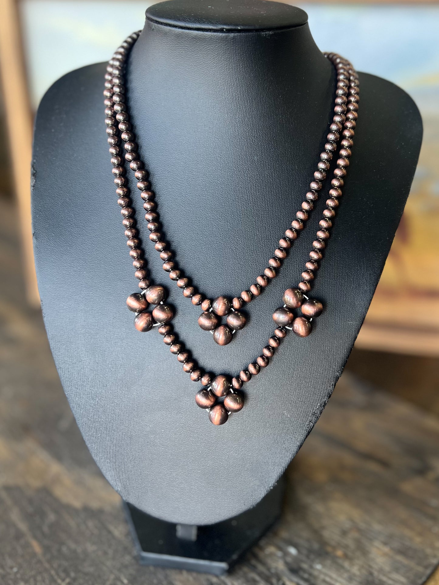 Clover Pattern Layered Navajo Pearl Necklace