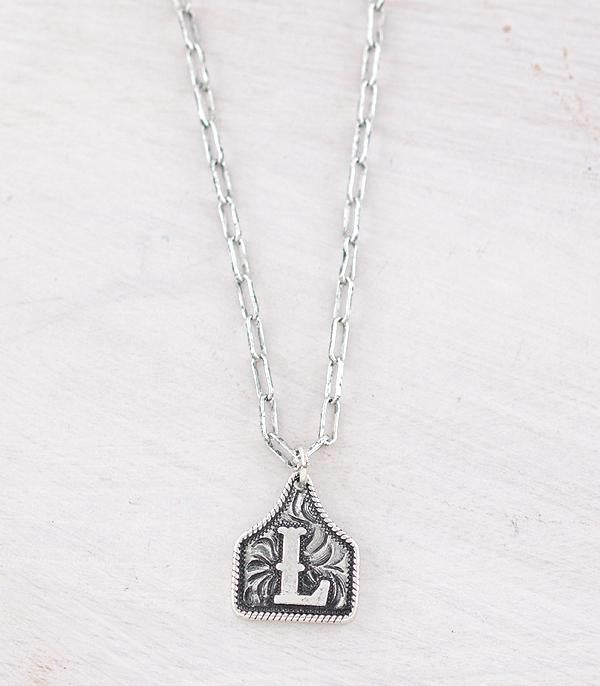 Cow Tag Initial Necklace