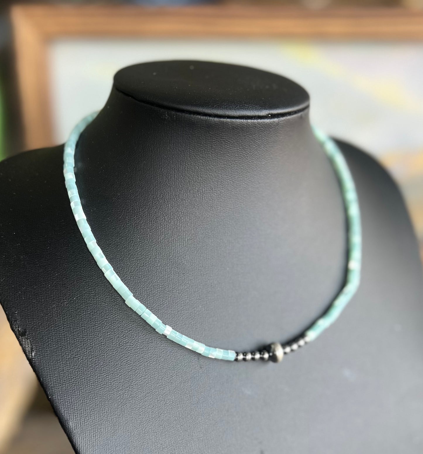 Turquoise Heishi & Sterling Silver Necklace