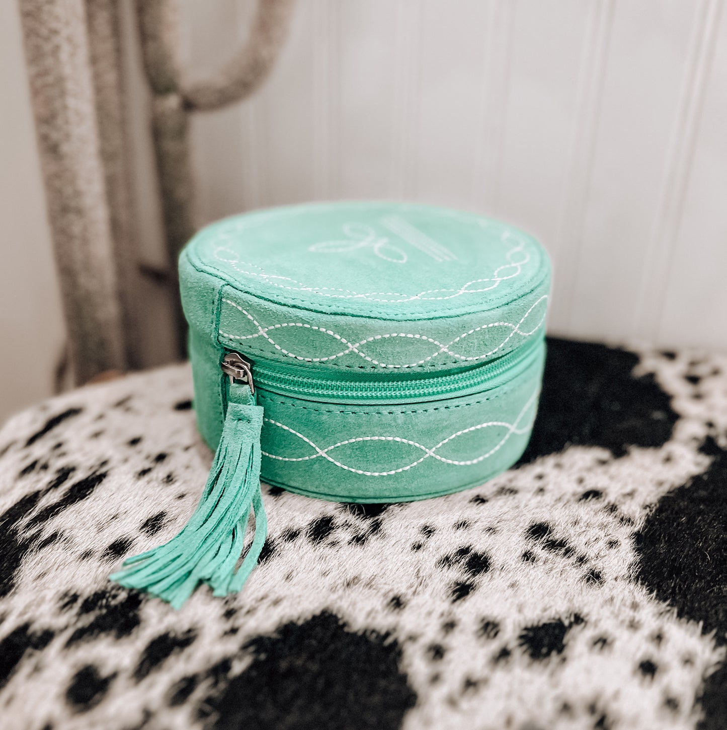 Turquoise Boot Stitch Jewelry Box