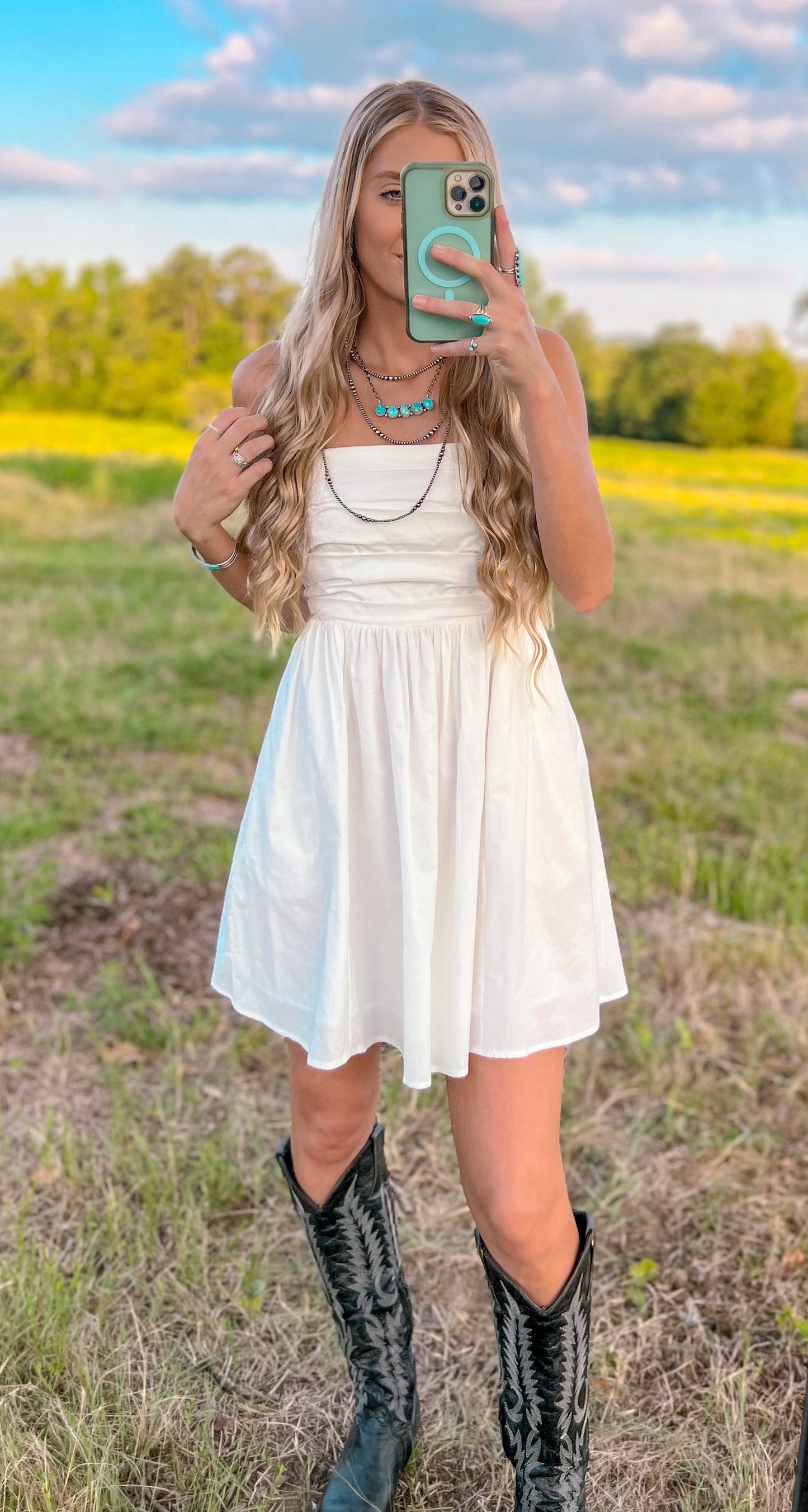 Nova Poplin Pleated Mini Dress *White