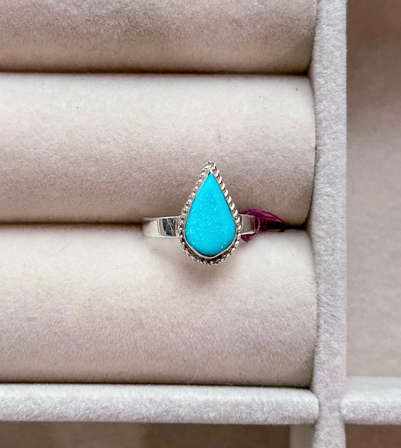 Authentic Turquoise Teardrop Ring