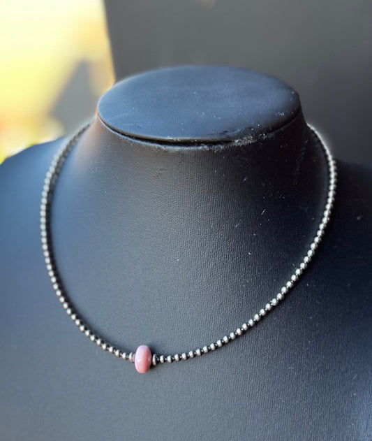 Sterling Silver Choker with Pink Conch Saucer
