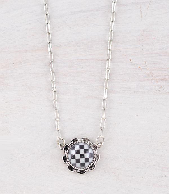 Round Checkered Necklace