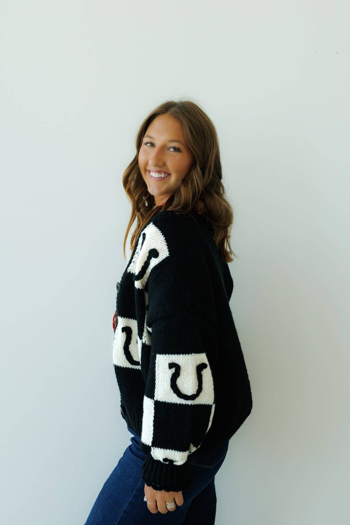 Black Horseshoe Knit Cardigan