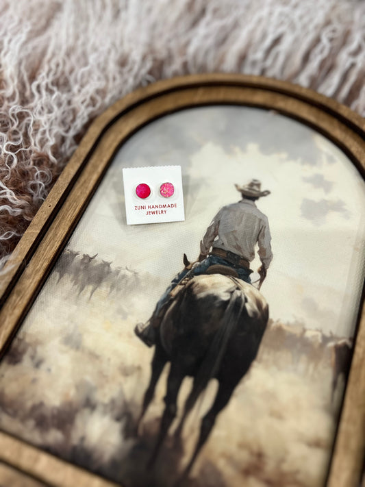 Pink Opal Circle Studs