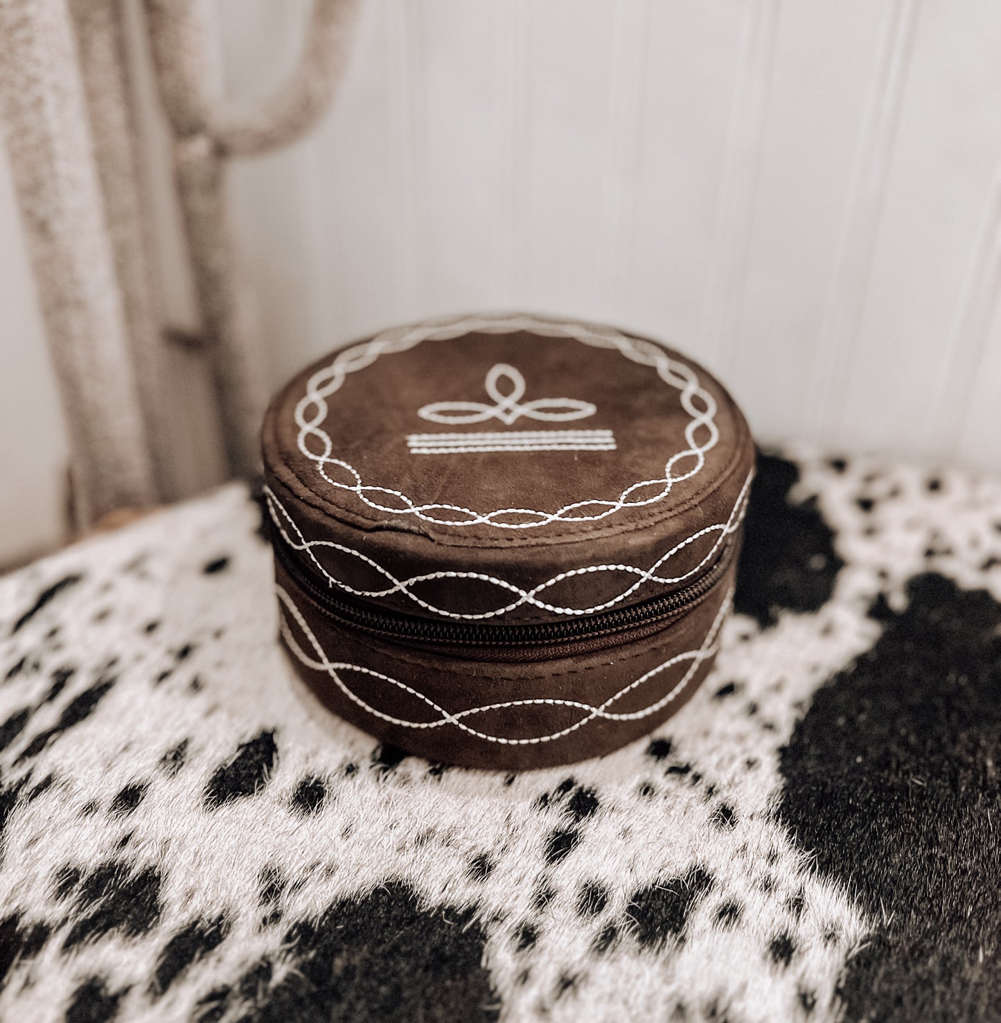 Brown Boot Stitch Jewelry Box
