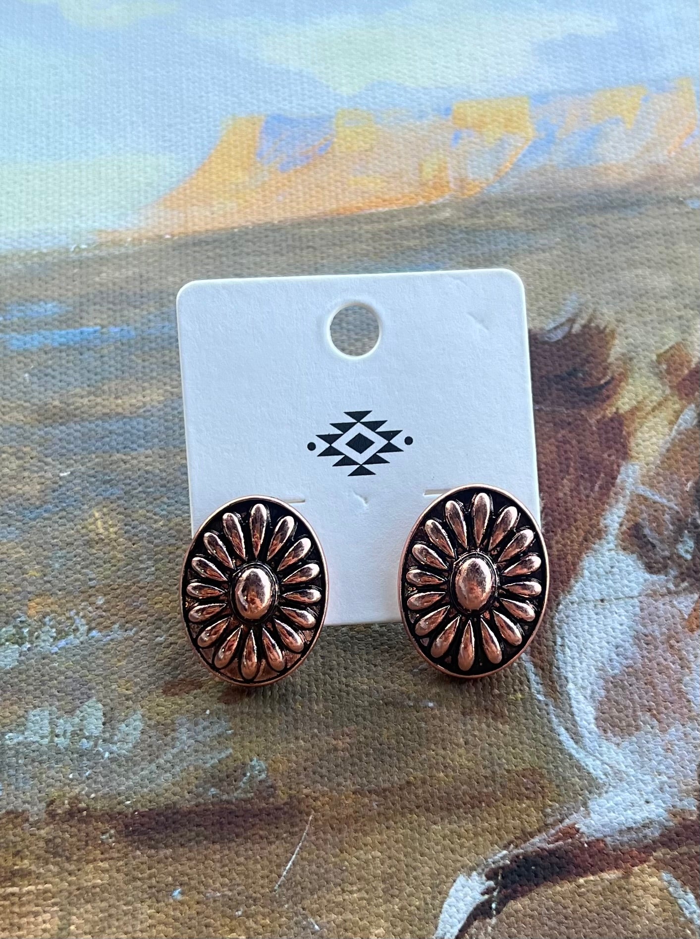 Oval Concho Earrings