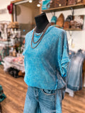 The Gabby Waffle Knit Top *Ocean Blue