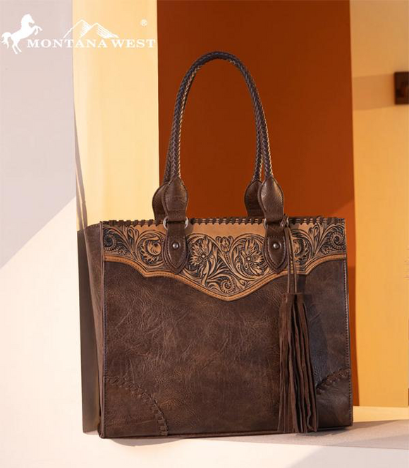 Montana West Tooled Concealed Carry Tote *Coffee