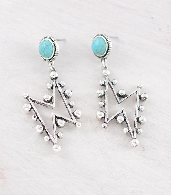 Turquoise Post Bolt Earrings